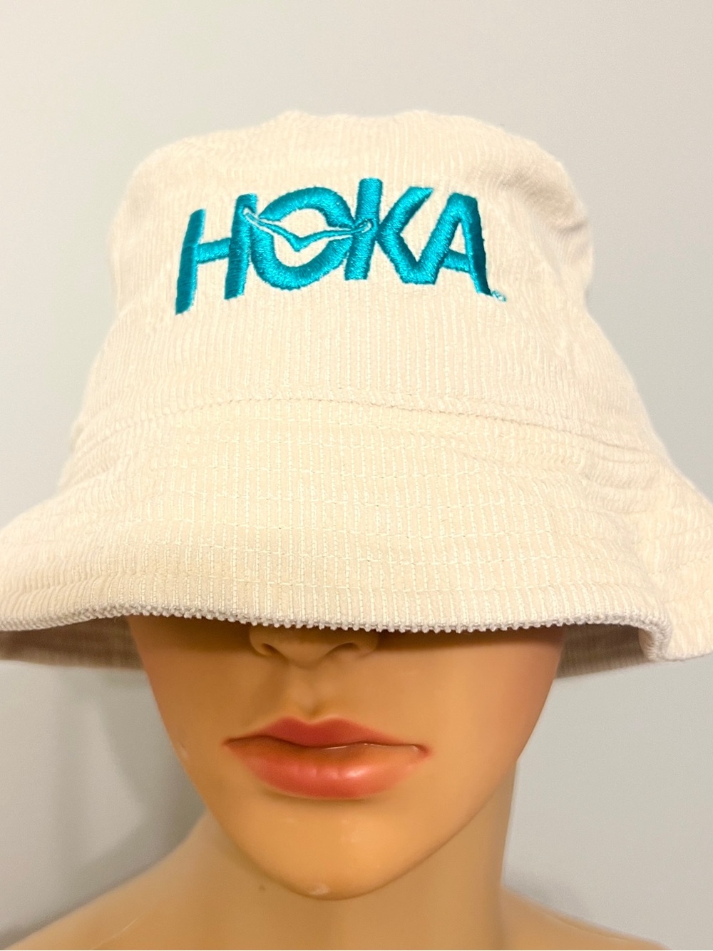 Hoka One One Summer Mile Club Running Bucket Fishing Hat Corduroy Tan Off White